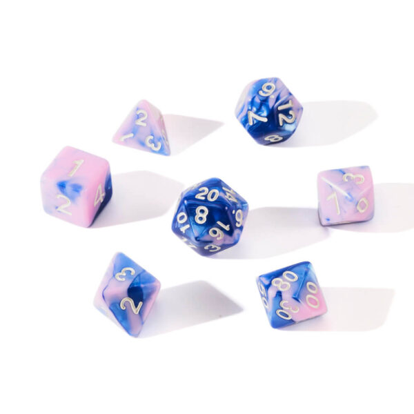 Nebula DnD Dice Set Blue and Pink Acrylic Dice Set