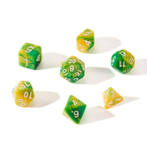 green and yellow acrylic DnD dice set 7pcs