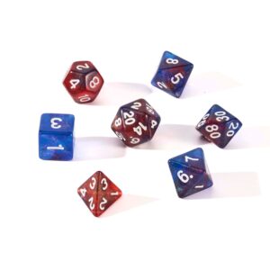 Red Mix Blue Acrylic DnD Dice Set