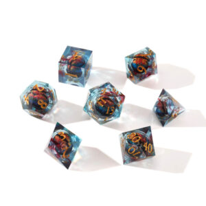 Dragon Eye Dice Set DND Resin Dice Set 7pcs Polyhedral Dice Set 01-H