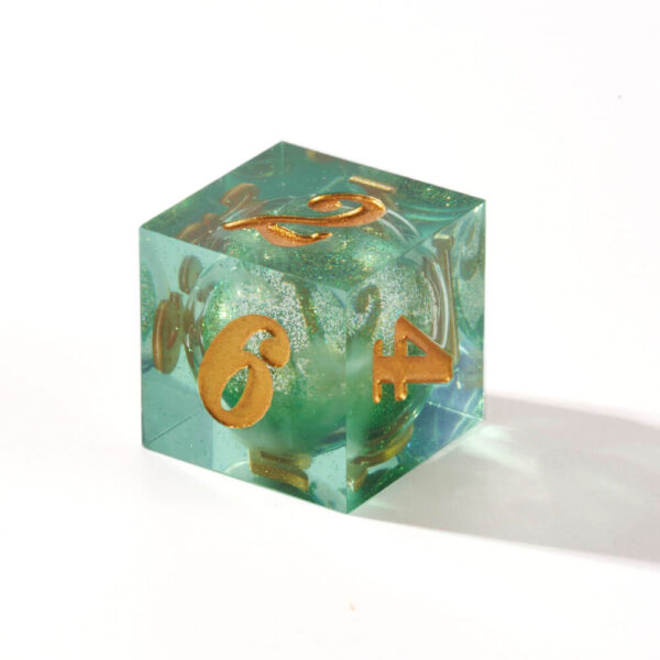 Grass Green Liquid Quicksand Dice Set DND Dice Set 7pcs Polyhedral Dice Set