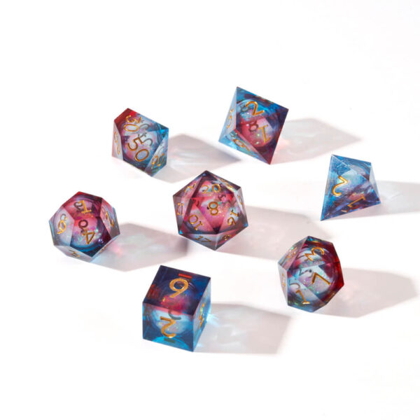 Red Mix Blue Liquid Core Dice Set DND Dice