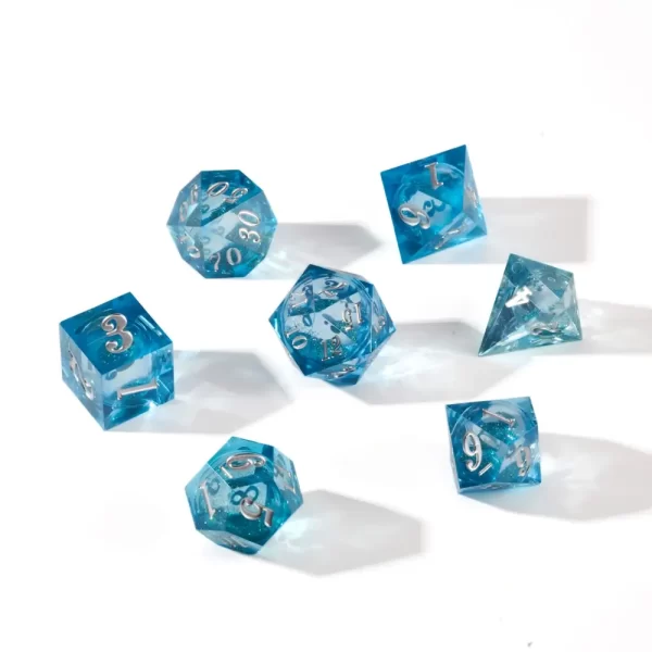 Sky Blue Liquid Core Dice Set DND Dice