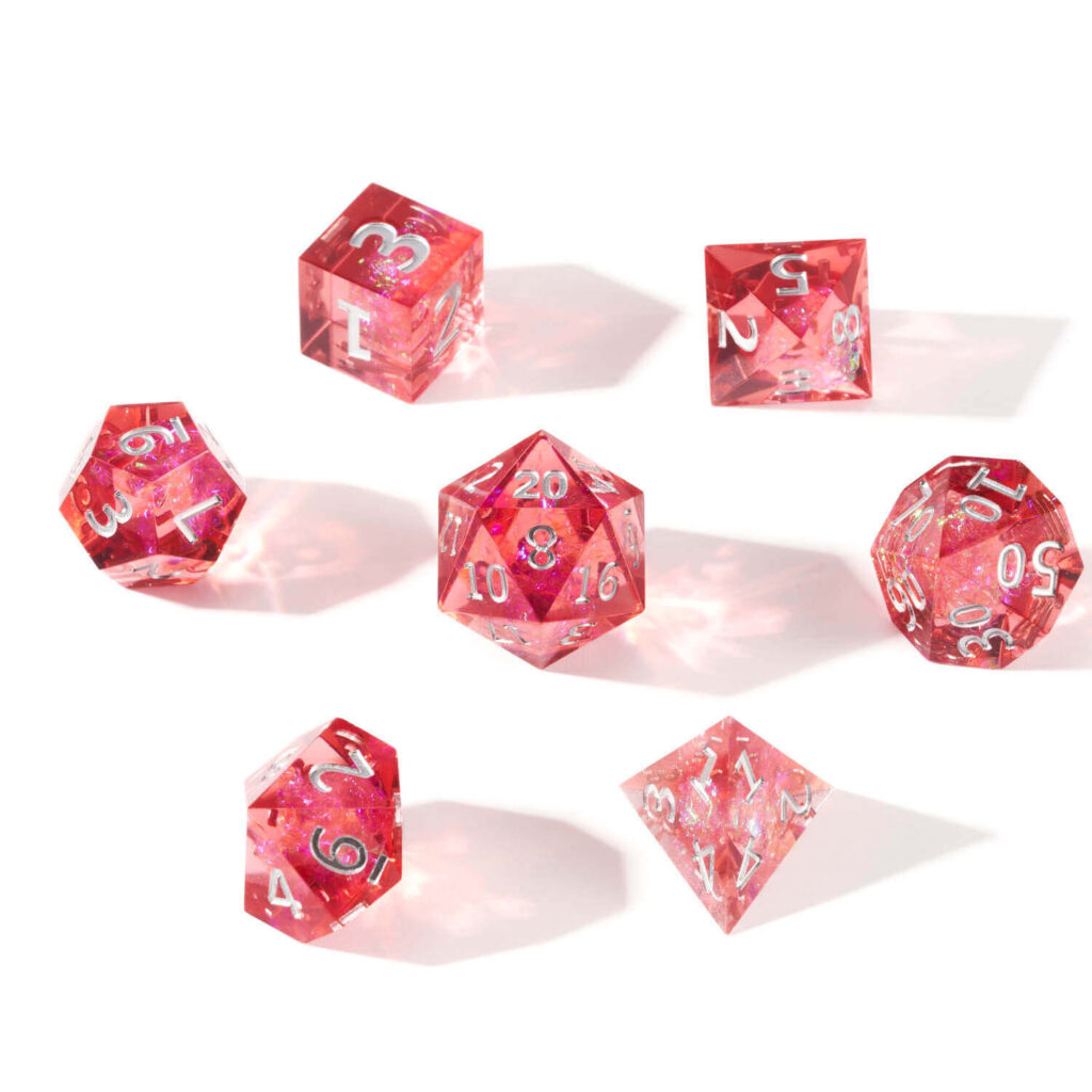 resin dice set Pink Glitter Dice Set DND Resin Dice Set 7pcs Polyhedral Dice Set