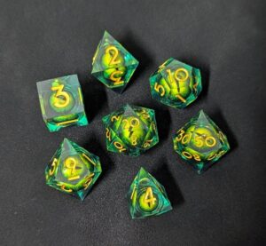 Green liquid core dice set dnd dice set