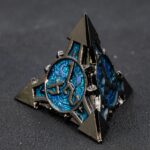 black blue solid metal dice