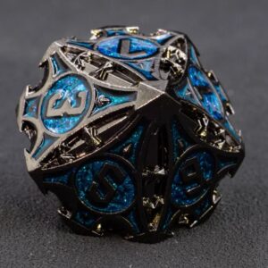 black blue solid metal dice