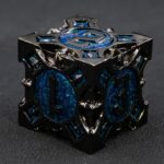 black blue solid metal dice