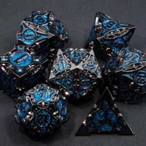 black blue solid metal dice