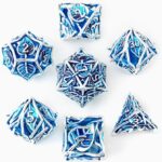 Blue Silver Hollow Metal Dice