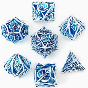 Blue Silver Hollow Metal Dice