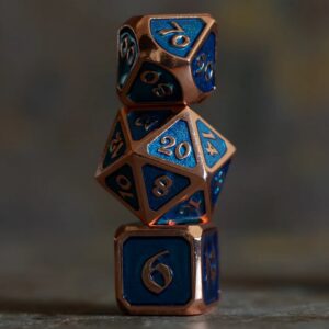 blue gold metal dice