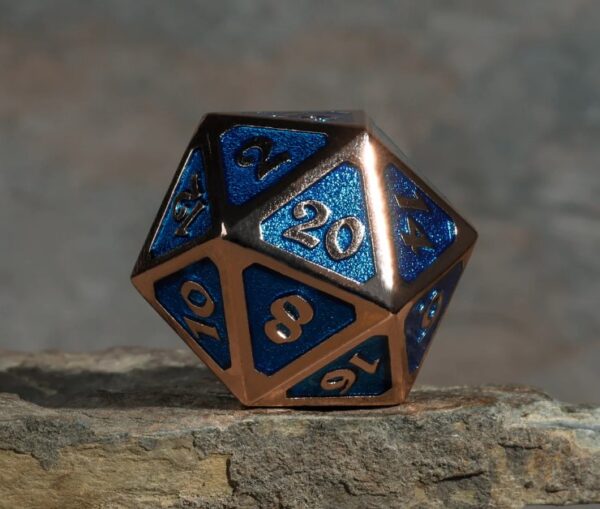 blue gold metal dice