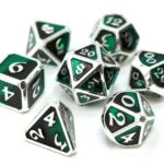 green silver metal dice