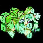 green solid metal dice