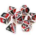 red dark solid metal dice set