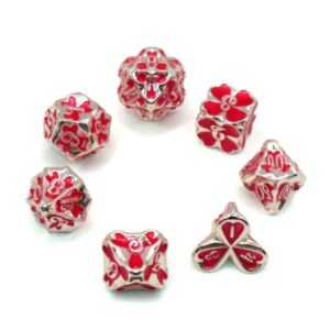 red sliver metal dice