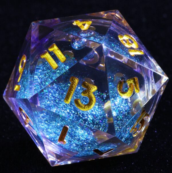 Blue Glitter DnD Resin Dice