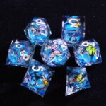 Blue Resin Liquid Core Dice Polyhedral D&D Dice Set