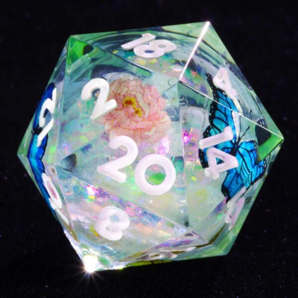 Flower Resin Liquid Core Dices D20 Dice