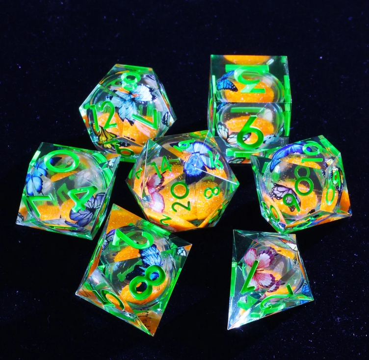 Green Resin Liquid Core Dice the best dice game board game dice