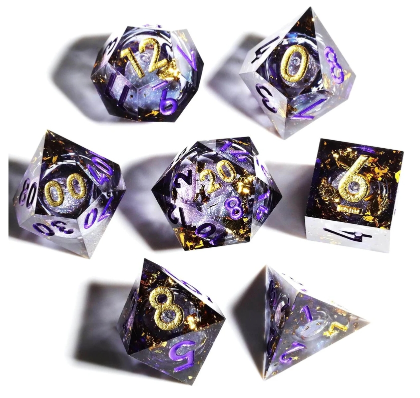 Purple RPG Resin Liquid Core Dice