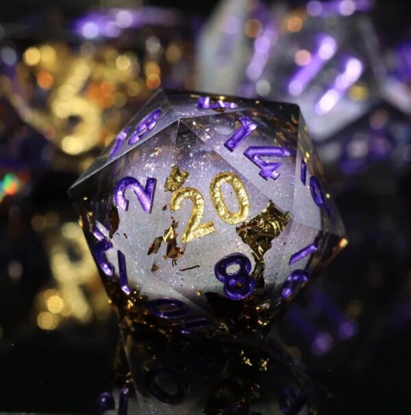 Purple RPG Resin Liquid Core Dice D20 Dice