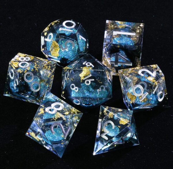 blue liquid core dice set