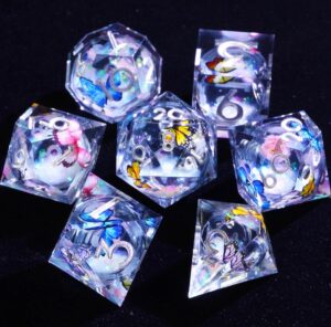 blue purple resin dnd dice set-1 dice board game