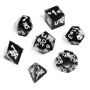 black cross white flower resin dnd dice