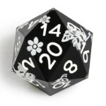 black cross white flower resin dnd dice D100 side