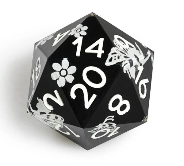 black cross white flower resin dnd dice D100 side