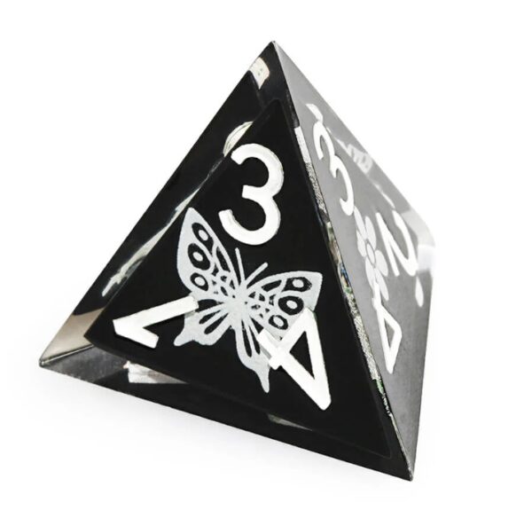 black cross white flower resin dnd dice 4 side