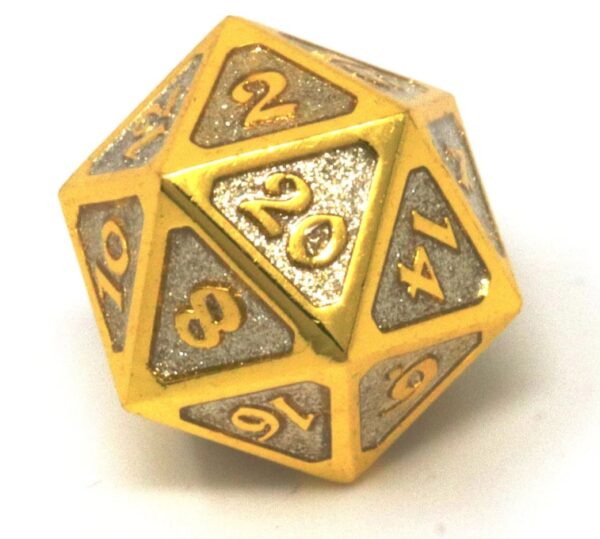 gold metal dice