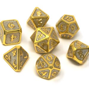 gold metal dice