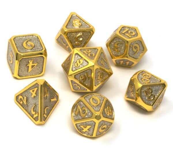 gold metal dice