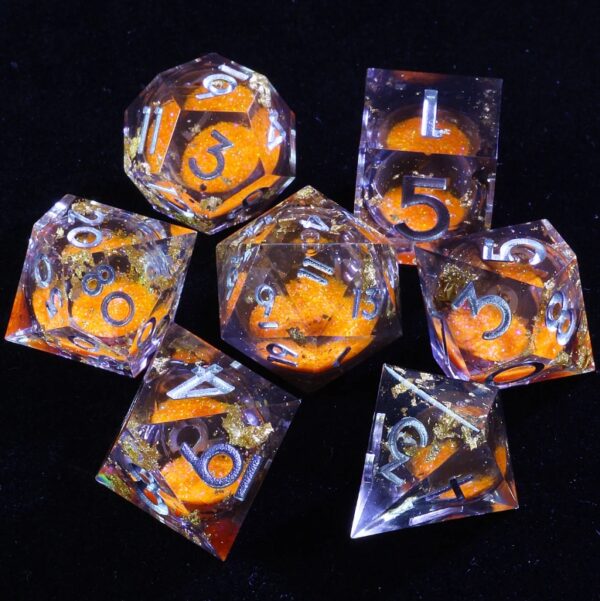 orange liquid core dice sets