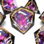 purple sharp edge dnd dice set