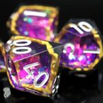 purple sharp edge dnd dice set