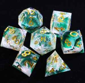 Green Resin Dice Set Good Dice Board Game Dice