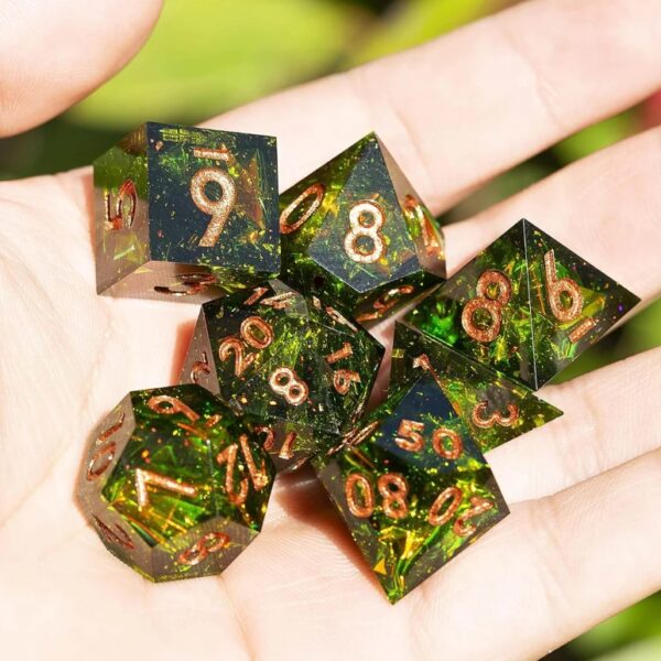 Green Resin Dice Set