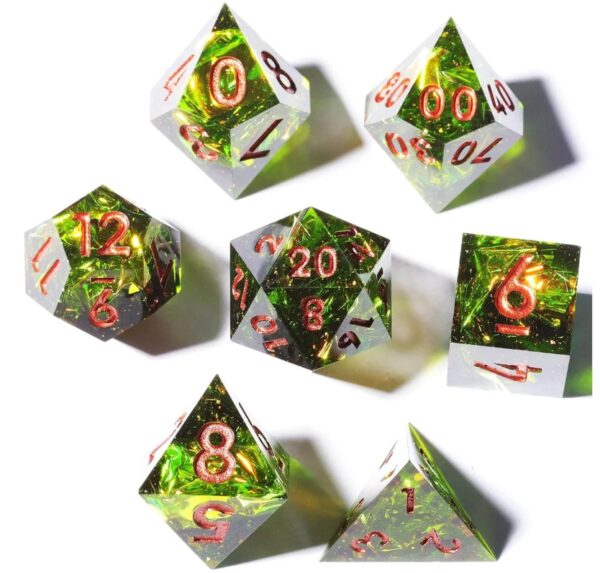 Green Resin Dice Set