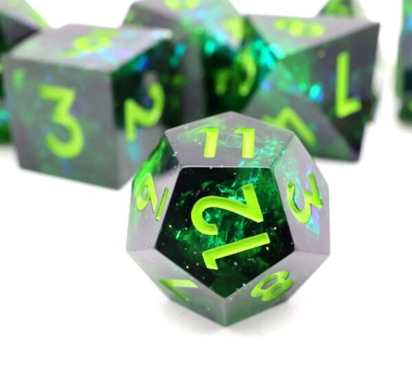 Green Sharp Edge Dice Set