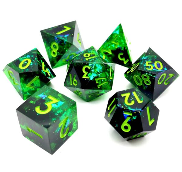 Green Sharp Edge Dice Set