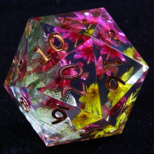 Pink Flower Sharp Edge Dice