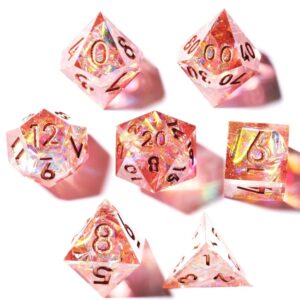 Pink Resin Dice Set DnD Board Game Dices