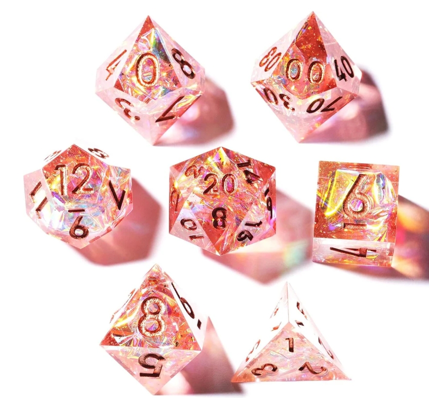 Pink Resin Dice Set DnD Board Game Dices