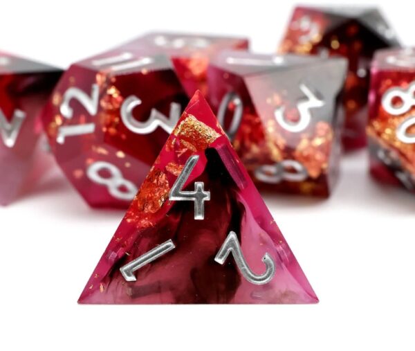 Red Sharp Edge Dice Set D4 Dice