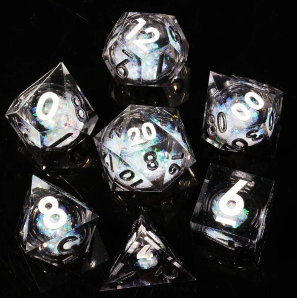 Silver Liquid Core Dice Set