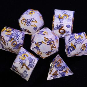 Blue Cross White Resin Dice Set